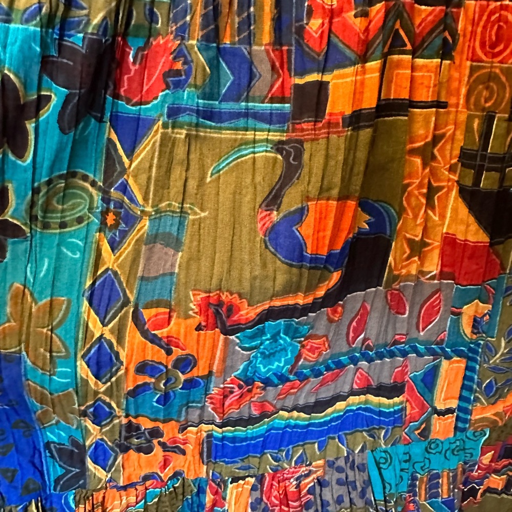 NWT Vintage! Access Tribal Print Crinkle Skirt multicolored size Large - Picture 3 of 12